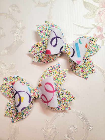 Birthday Confetti Hair Bow for Girls