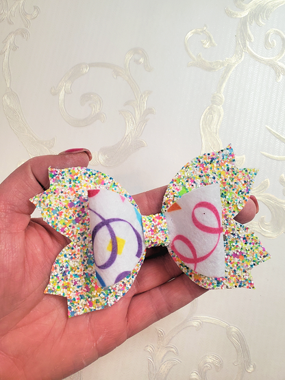 Birthday Confetti Hair Bow for Girls