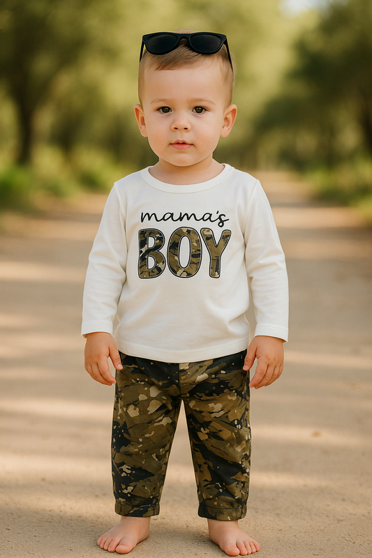 Mama’s Boy” Camo Outfit Set