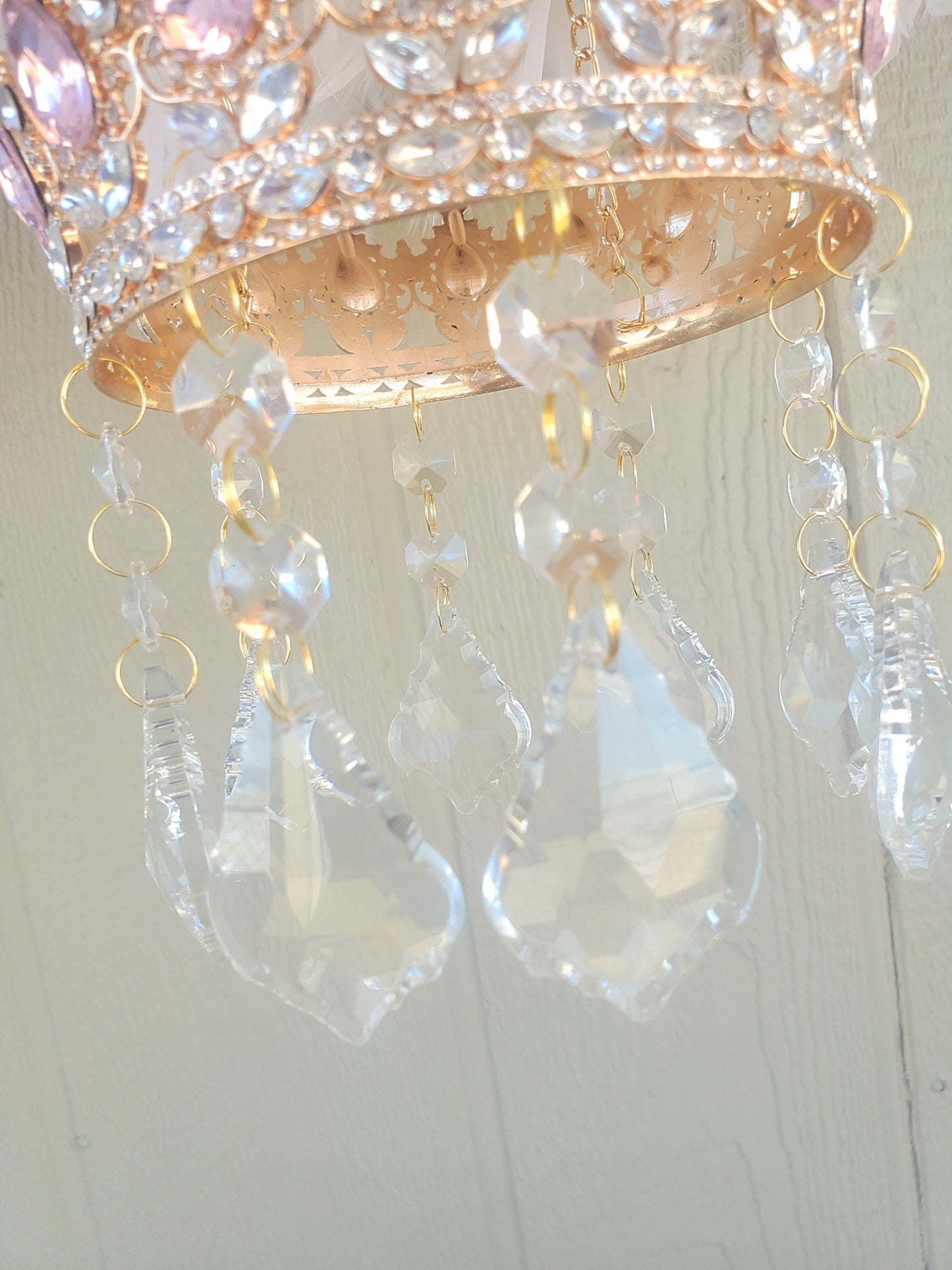 Elegant Feather and Crown Mobile with Crystals