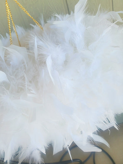 Elegant Feather and Crown Mobile with Crystals