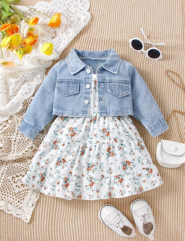 Floral Sundress & Denim Jacket Set