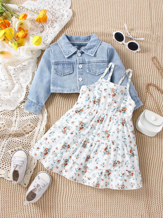 Floral Sundress & Denim Jacket Set