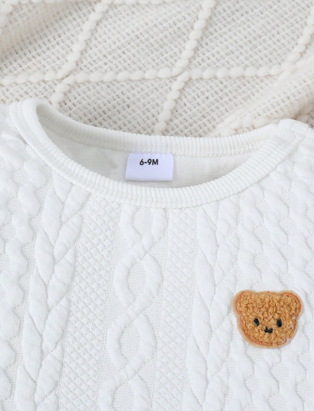 Mama's Boy 2 Piece Textured Patchwork Bear Pant Set