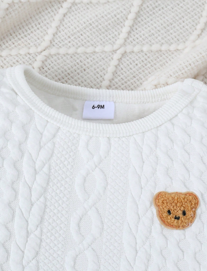 Mama's Boy 2 Piece Textured Patchwork Bear Pant Set