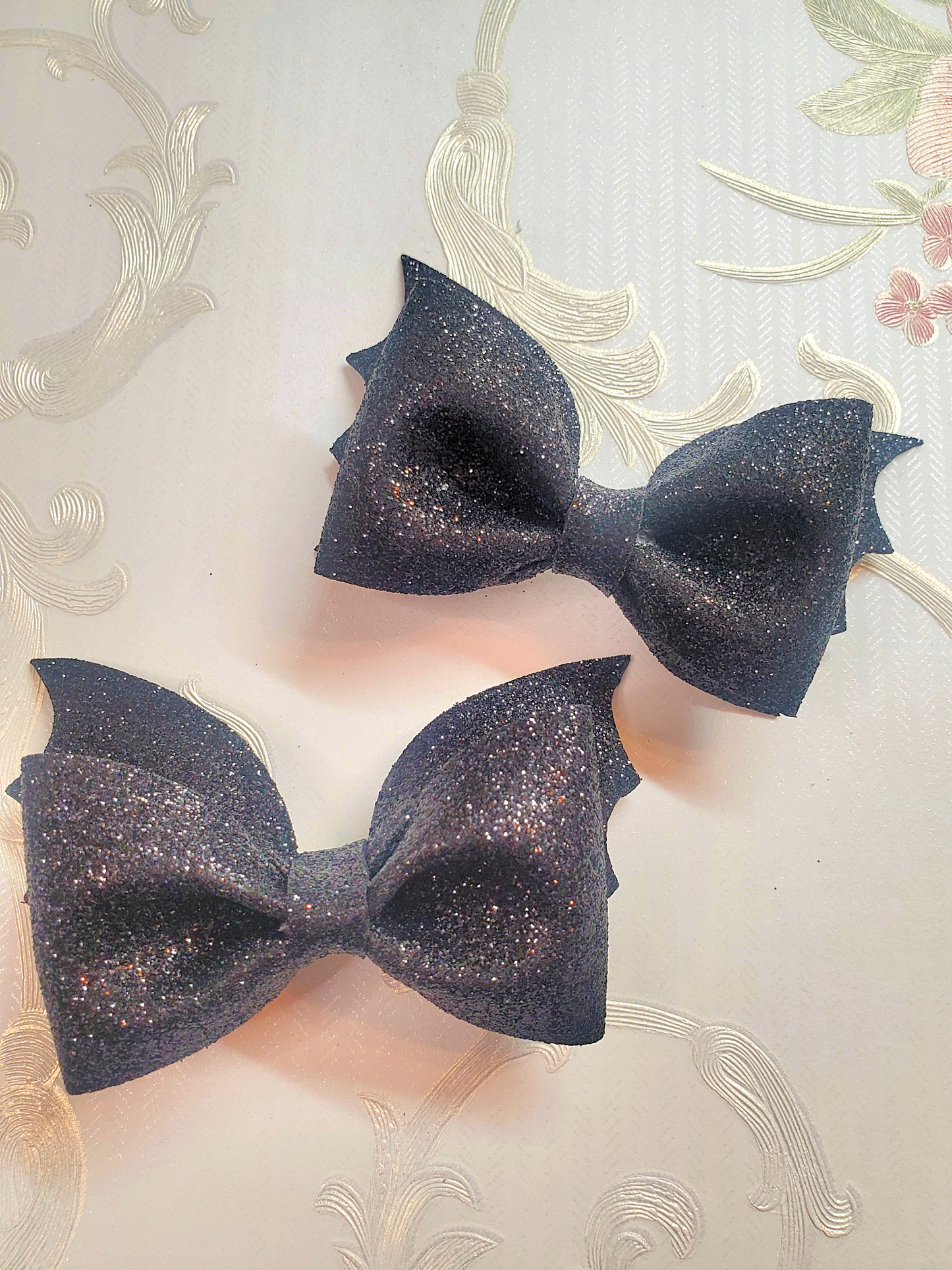 Black Glitter Bat Hair Bow for Girls