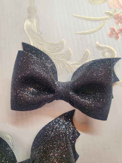 Black Glitter Bat Hair Bow for Girls