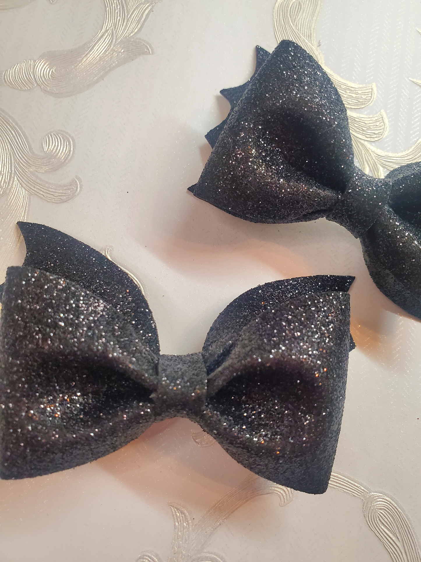Black Glitter Bat Hair Bow for Girls