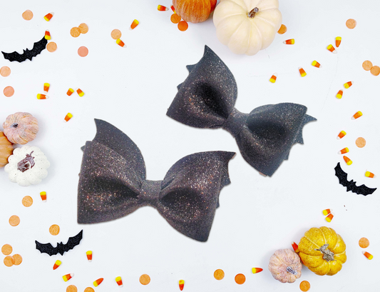 Black Glitter Bat Hair Bow for Girls