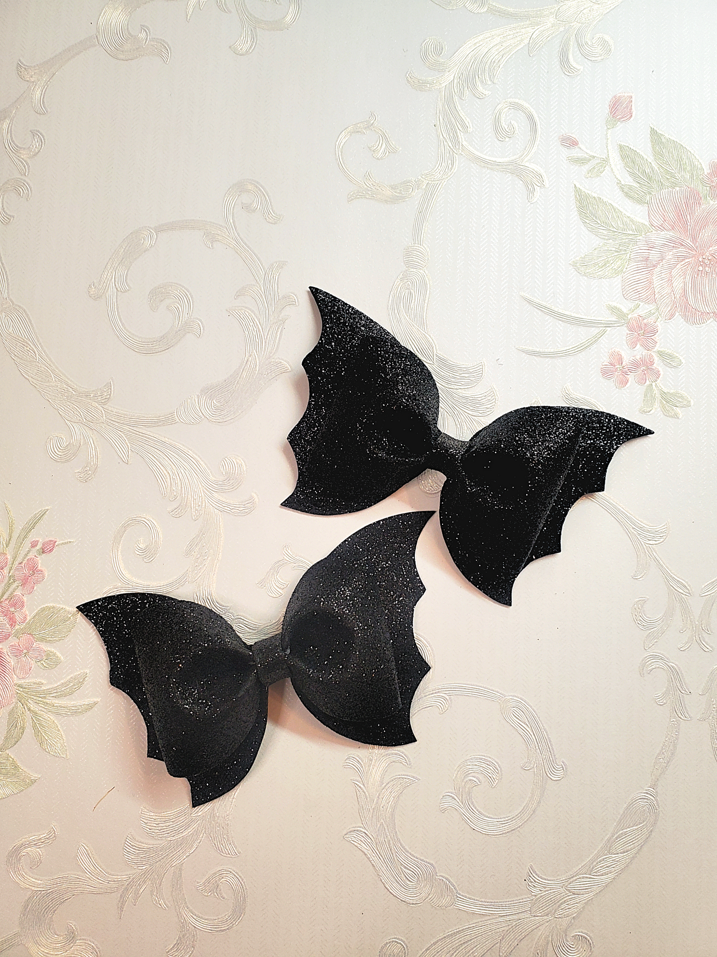 Black Glitter Bat Hair Bow for Girls