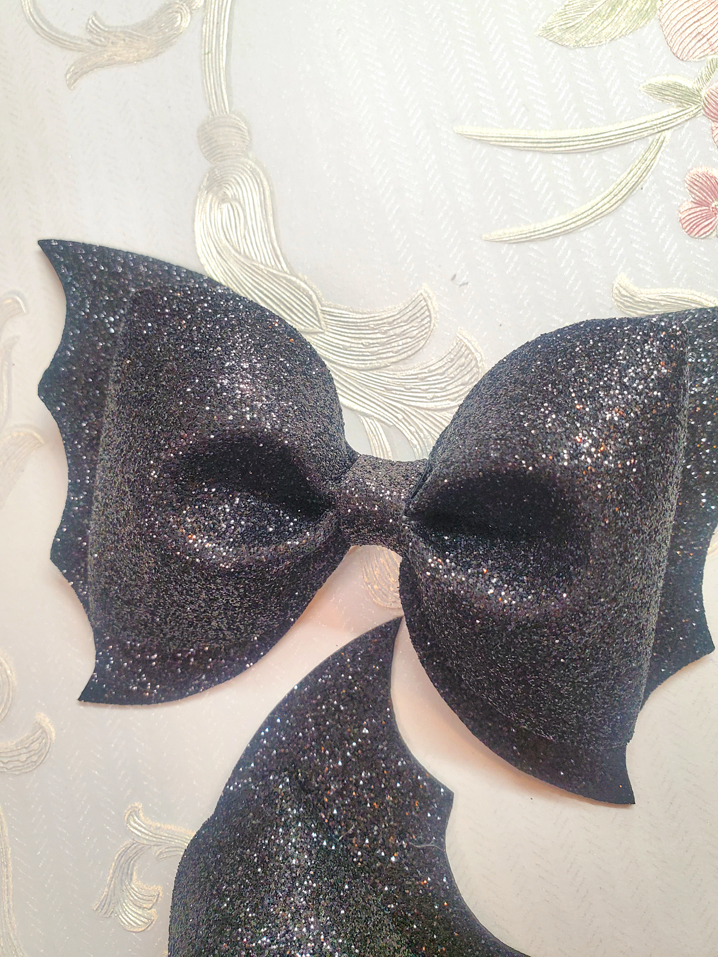 Black Glitter Bat Hair Bow for Girls