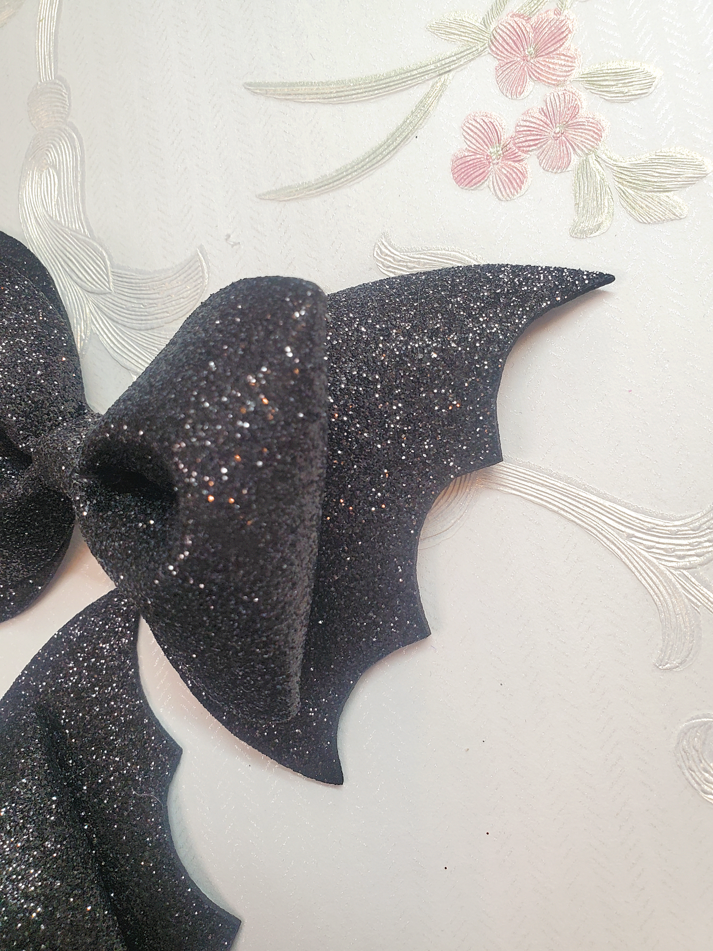 Black Glitter Bat Hair Bow for Girls