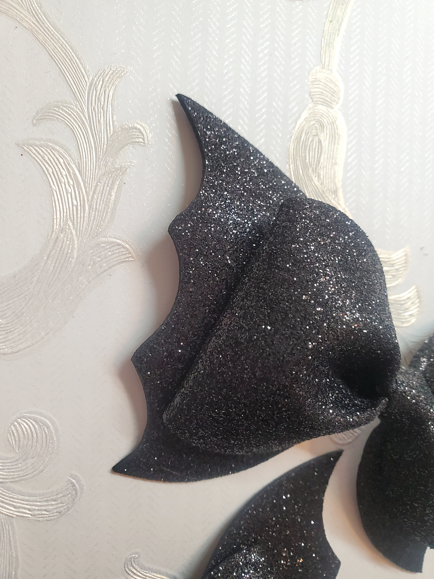 Black Glitter Bat Hair Bow for Girls