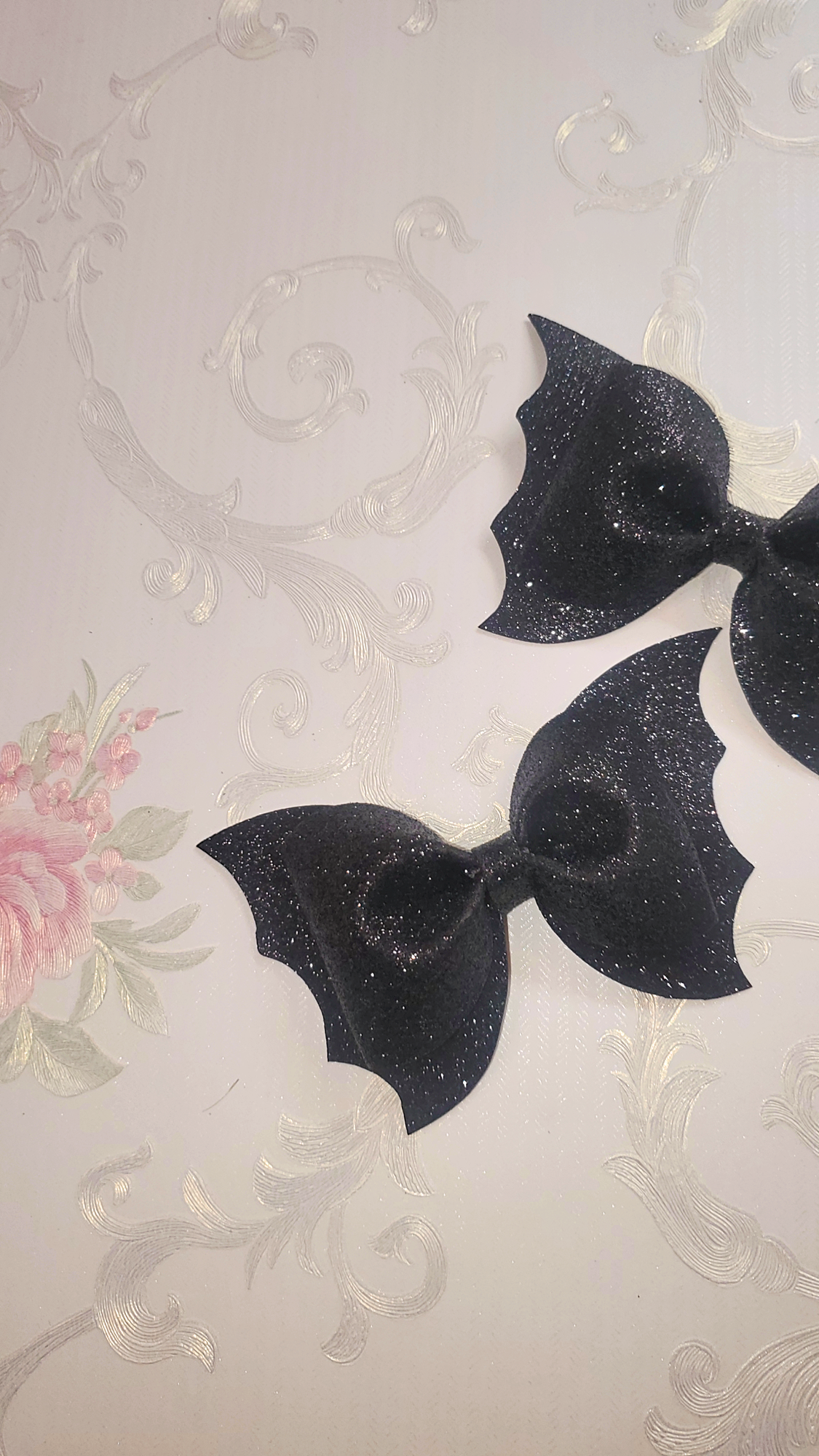Black Glitter Bat Hair Bow for Girls