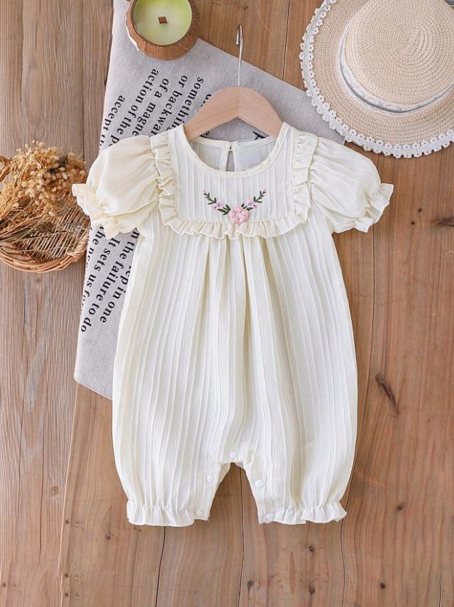 Vintage-Inspired Floral Embroidered Romper