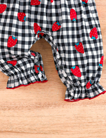Sweet Strawberry Gingham Baby Romper