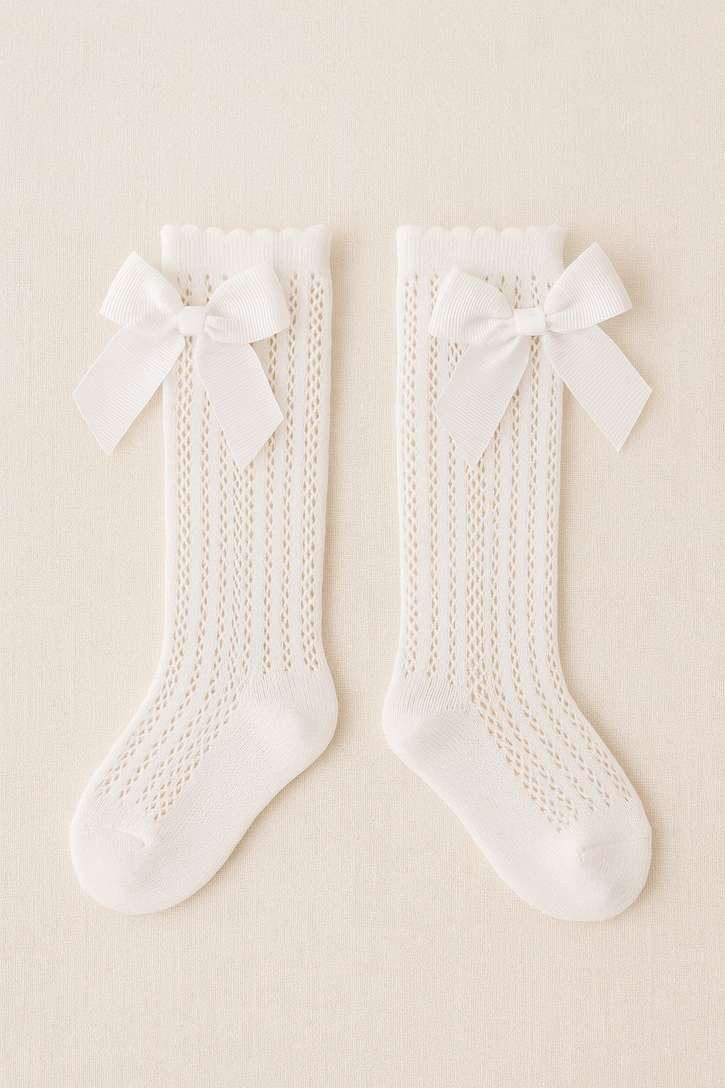 Baby Girl White Mesh Bow Socks, Toddler Lace Knee High Socks, Cute Knit Socks for Girls, Dressy Baby Socks, Infant Party Socks
